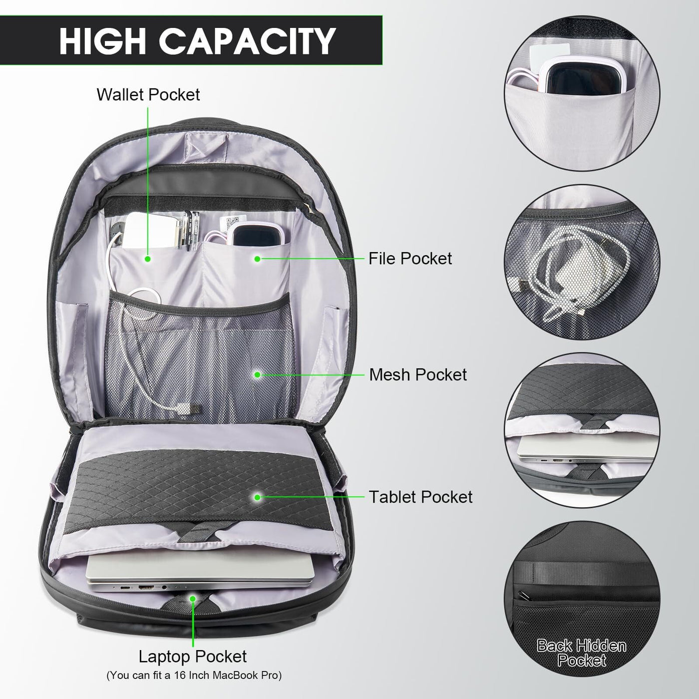 16 Inches LED Motorcycle Backpack with Programmable Full Color Screen Waterproof Riding Backpack for Men And Women